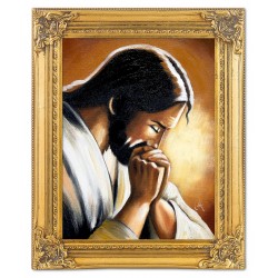  Obraz olejny ręcznie malowany z Jezusem Chrystusem podczas modlitwy obraz w złotej ramie 37x47 cm