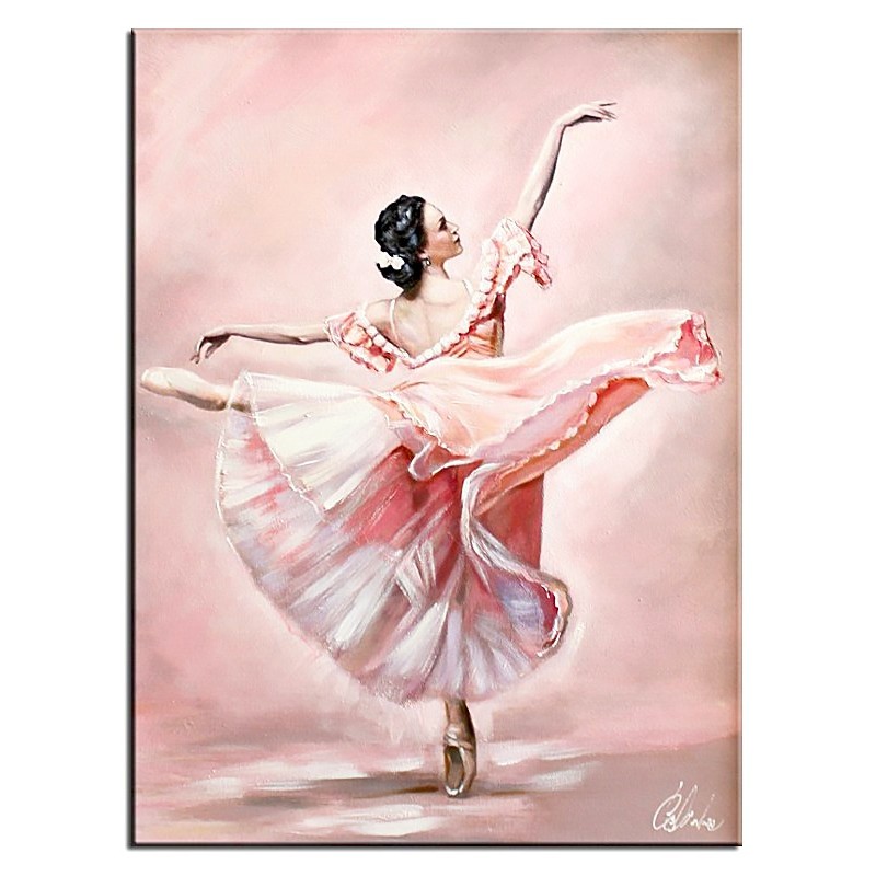  Obraz olejny ręcznie malowany Baletnica w różowej sukni 110x150cm