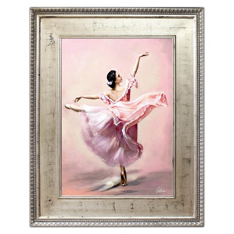  Obraz malowany Baletnica w różowej sukni 82x102cm