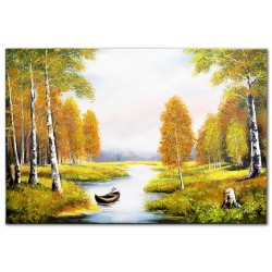  Obraz olejny ręcznie malowany Leśny strumyk 80x120cm