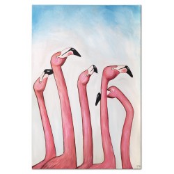  Obraz olejny ręcznie malowany flamingi 60x90cm