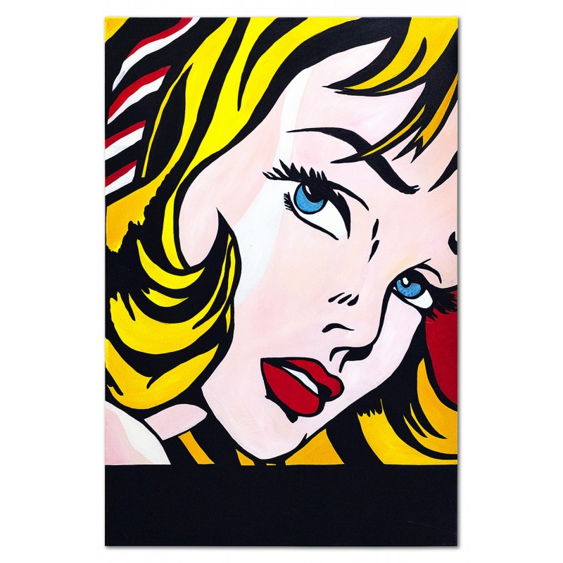  Obraz malowany Roy Lichtenstein Ekranowa dziewczyna ze wstążką do włosów 80x120cm