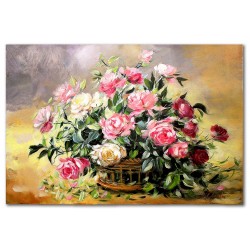  Obraz malowany Herbaciane róże 60x90cm