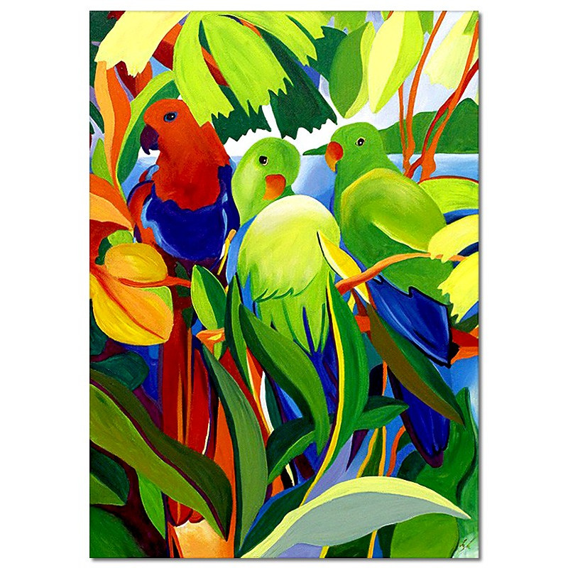  Obraz malowany Papugi na drzewie 110x150cm