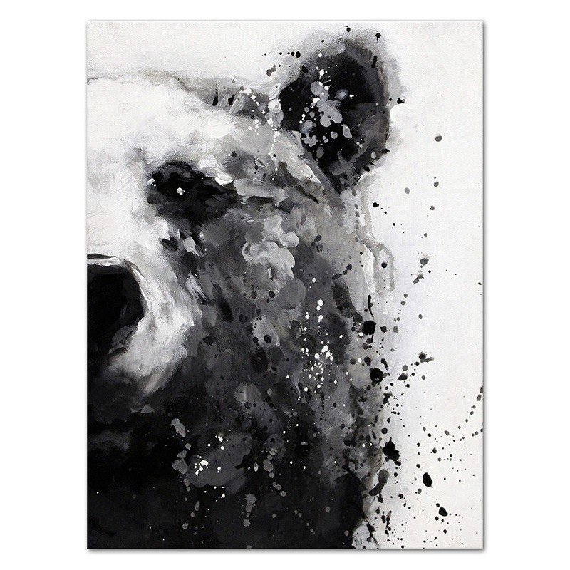  Obraz olejny ręcznie malowany 90x120cm Niedźwiedź na białym tle