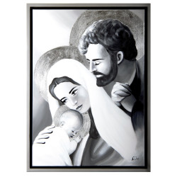  Obraz Świętek Rodziny czarno biały 55x75cm olejny ręcznie malowany