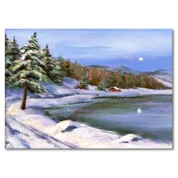  Obraz malowany Jezioro zimą 50x70cm