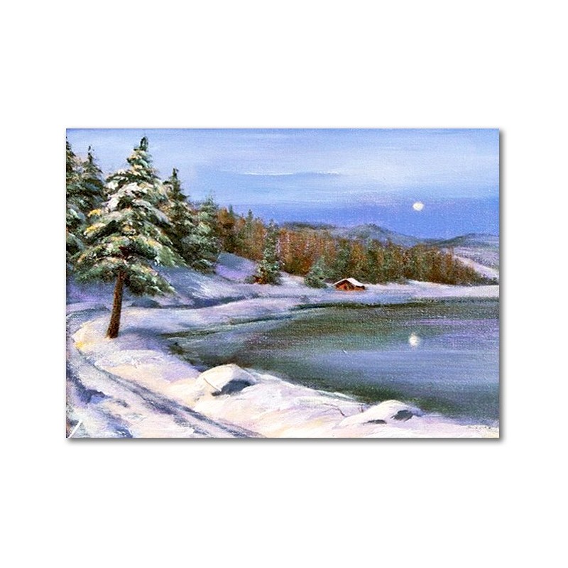  Obraz malowany Jezioro zimą 50x70cm