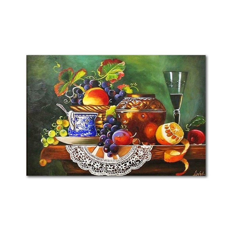  Obraz malowany Winogrona na stole 60x90cm