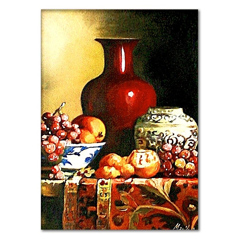  Obraz malowany Stół zastawiony owocami 50x70cm