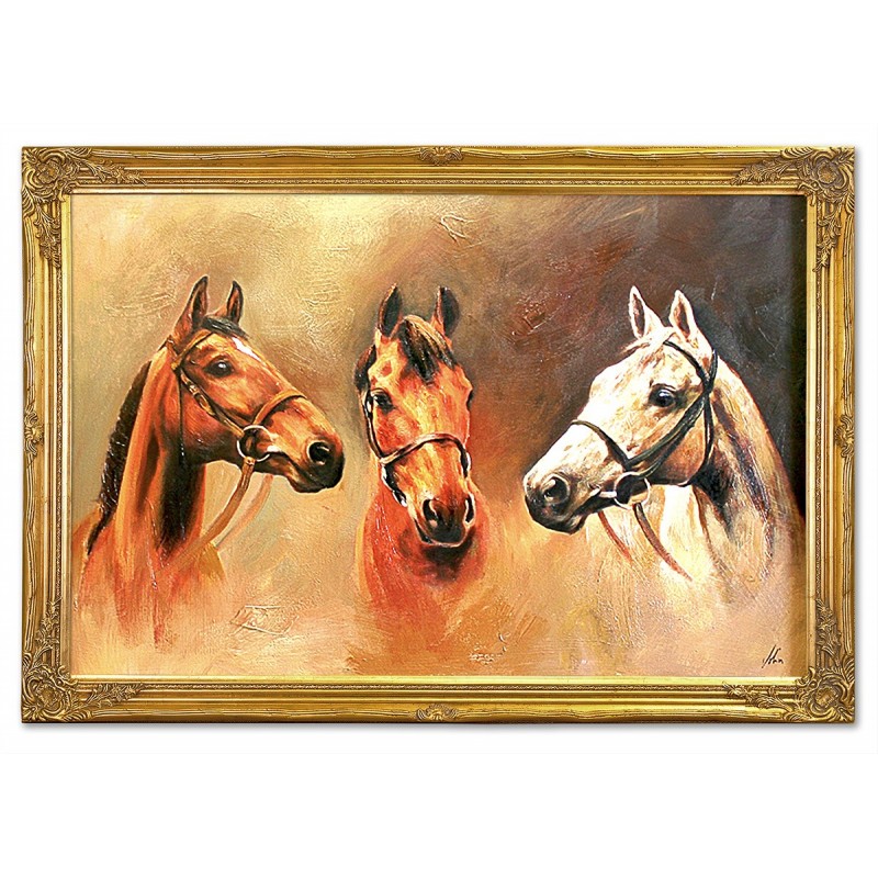  Obraz malowany Trzy konie 94x134cm