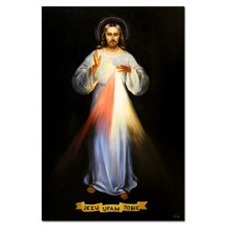  Obraz olejny ręcznie malowany z Jezusem Chrystusem Jezu Ufam Tobie 60x90 cm