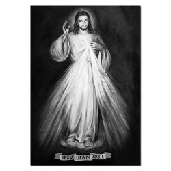  Obraz olejny ręcznie malowany z Jezusem Chrystusem Jezu Ufam Tobie obraz czarno-biały 60x90 cm