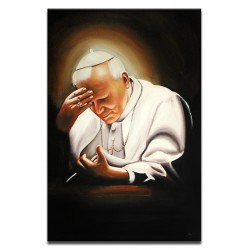  Obraz Jana Pawła II papieża podczas modlitwy 60x90 cm obraz olejny na płótnie