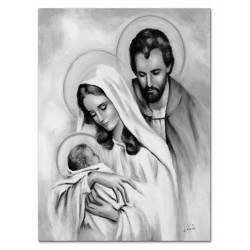  Obraz Świętej Rodziny na ślub 50x70 cm malowany na płótnie olejny czarno-biały