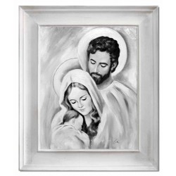  Obraz Świętej Rodziny na ślub 56x66 cm obraz olejny na płótnie czarno-biały