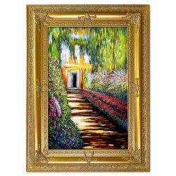  Obraz olejny ręcznie malowany Claude Monet Ogród w Giverny kopia 90x120cm