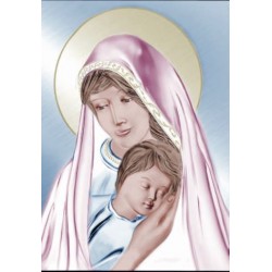  Ikona z Matką Boską z dzieciątkiem mdf kolorowa 18x25cm