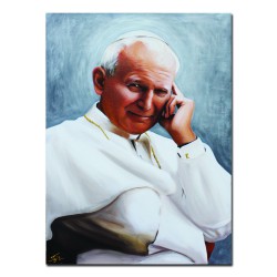  Obraz Jana Pawła II papieża w zadumie 60x90 cm obraz olejny na płótnie