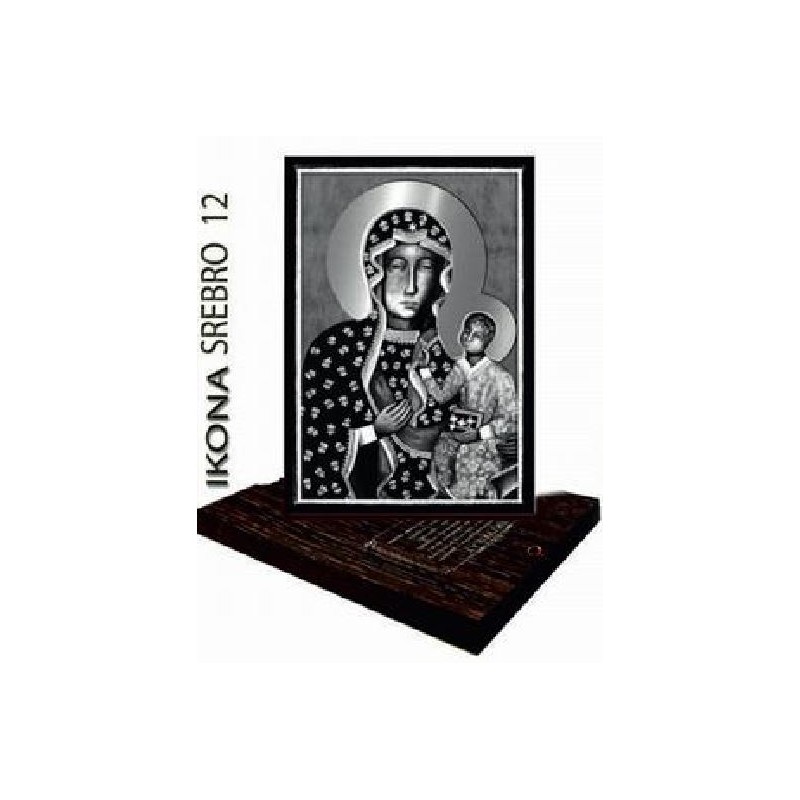  Ikona Matki Boskiej Częstochowskiej ze srebrem 18x25cm