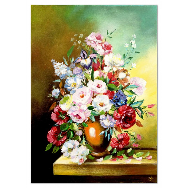  Obraz malowany Bukiet róż w wazonie 50x70cm