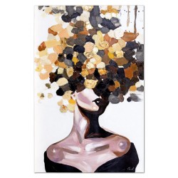  Obraz malowany Kobieta w żóltych kwiatach na głowie 120x180cm
