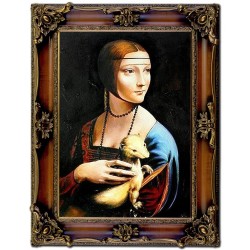  Obraz olejny ręcznie malowany na płótnie 75x95cm Leonardo da Vinci Dama z gronostajem kopia