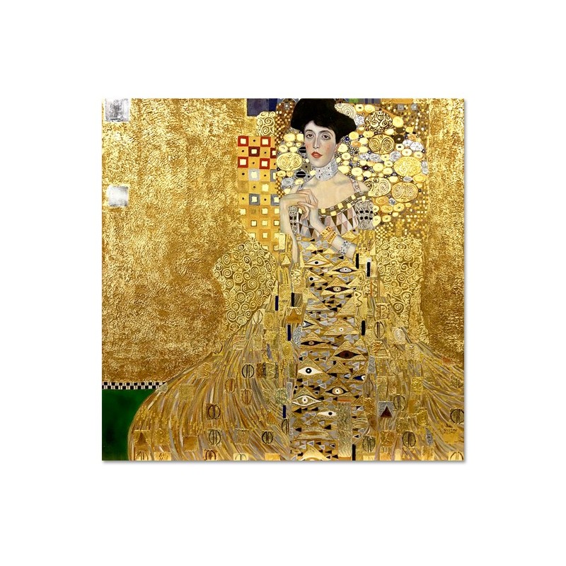  Obraz ręcznie malowany z elementami płatków złota 120x120cm Gustav Klimt Adele Bloch-Bauer I