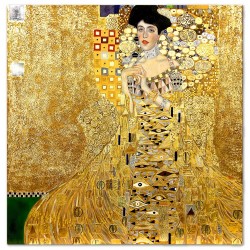  Obraz ręcznie malowany z elementami płatków złota 120x120cm Gustav Klimt Adele Bloch-Bauer I