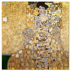  Obraz ręcznie malowany z elementami płatków złota 85x85cm Gustav Klimt Adele Bloch-Bauer I