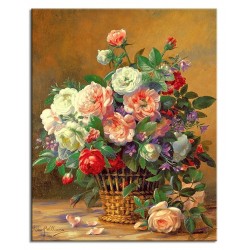  Obraz malowany Pąsowe róże w wazonie 40x50cm