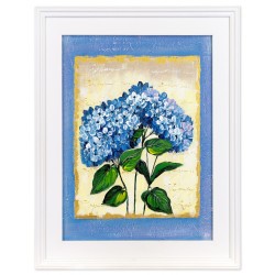  Obraz olejny ręcznie malowany na płótnie niebieskie kwiaty 37x47cm