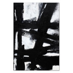  Obraz na płótnie ręcznie malowany czarno-biały 60x90cm Labirynt