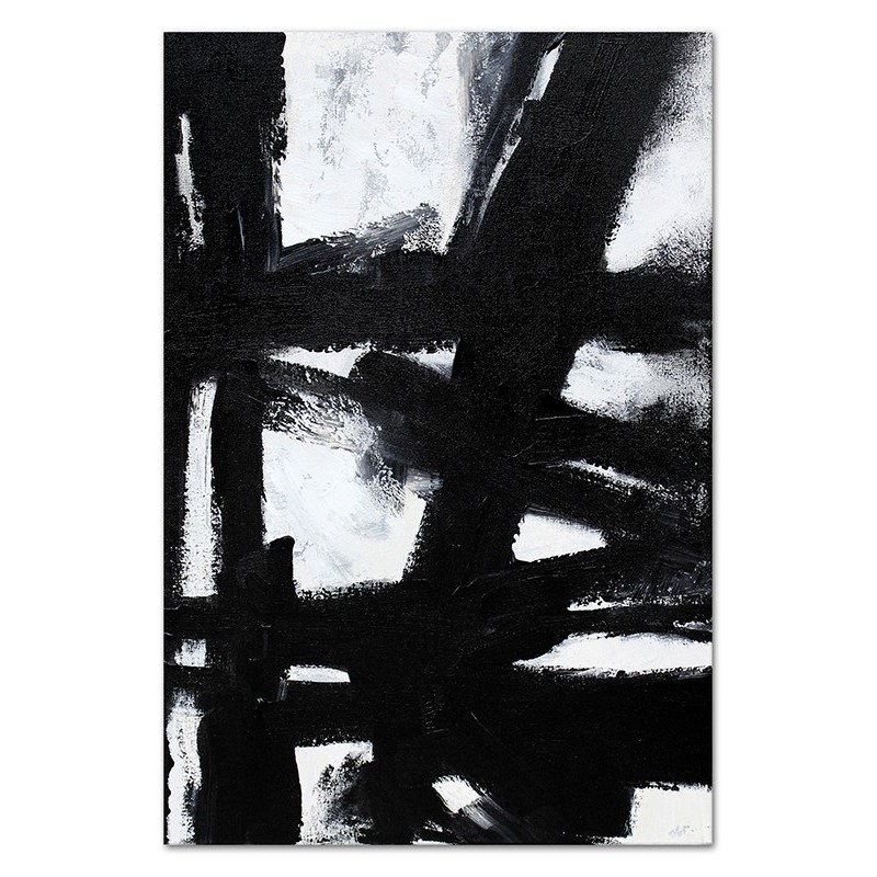  Obraz na płótnie ręcznie malowany czarno-biały 60x90cm Labirynt