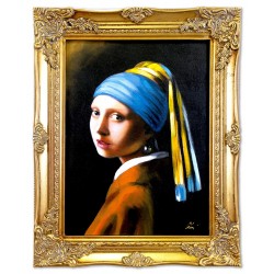 Obraz olejny ręcznie malowany na płótnie 37x47cm Jan Vermeer Dziewczyna z perłą kopia