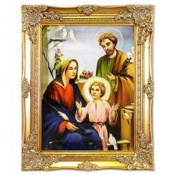 Obraz Świętej Rodziny na ślub 37x47 cm malowany na płótnie olejny w złotej ramie