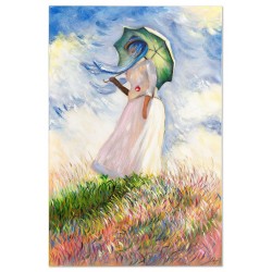 Obraz olejny ręcznie malowany Claude Monet Kobieta z parasolką kopia 60x90cm