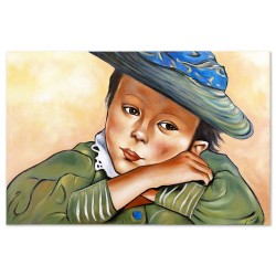Obraz olejny ręcznie malowany na płótnie 60x90cm Stanisław Wyspiański Dziewczynka w niebieskim kapeluszu kopia