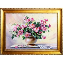  Obraz malowany Róże w wazonie 65x85cm