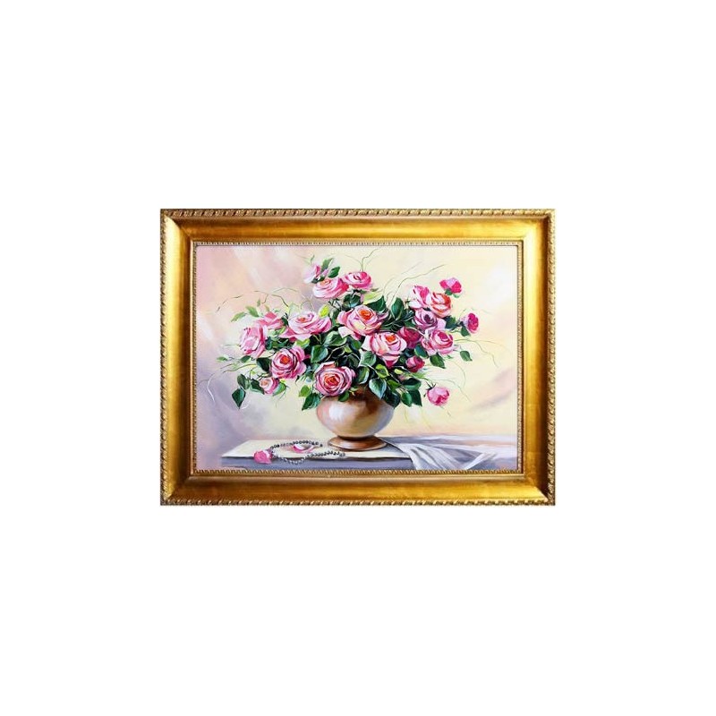  Obraz malowany Róże w wazonie 65x85cm