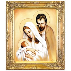 Obraz Świętej Rodziny na ślub 54x64 cm malowany na płótnie olejny w złotej ramie