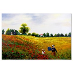 Obraz olejny ręcznie malowany Claude Monet Pole maków 80x120cm