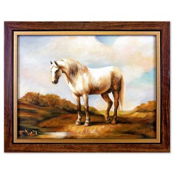 Obraz olejny ręcznie malowany 37x47cm Konie