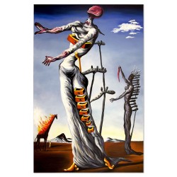 Obraz olejny ręcznie malowany Salvador Dali Płonąca żyrafa kopia 90x120cm