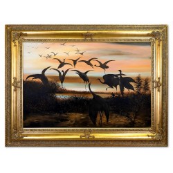 Obraz olejny ręcznie malowany Józef Chełmoński Odlot żurawii 111x151cm