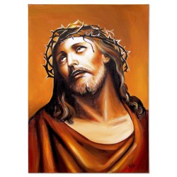 Obraz malowany Jezus Chrystus w koronie cierniowej 50x70cm