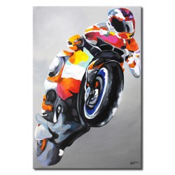  Obraz olejny ręcznie malowany 60x90cm Motocyklista