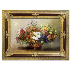 Obraz olejny ręcznie malowany 90x120cm Kwiaty w wazonie babci