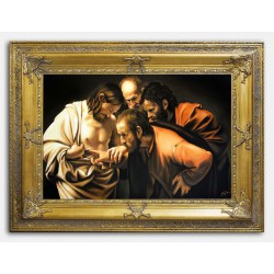  Obraz olejny ręcznie malowany 90x120cm Caravaggio Niewierny Tomasz