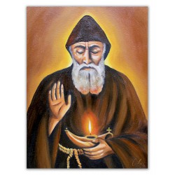  Obraz olejny ręcznie malowany religijny 30x40cm św. Charbel